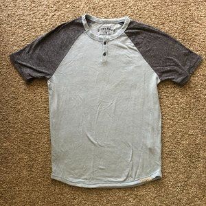 Lucky Brand Henley Tee Shirt Men Small Blue Colorblock Cotton Blend